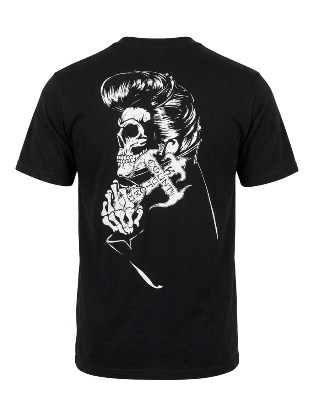 Black Graphic Skeleton Rockabilly Tee - Unbranded